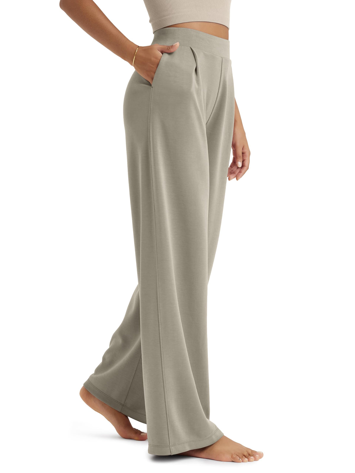 ODODOS Modal Soft Wide Leg Pants for Women High Waist Casual Relaxed Pants with Pockets-27/29"/ 31" Inseam