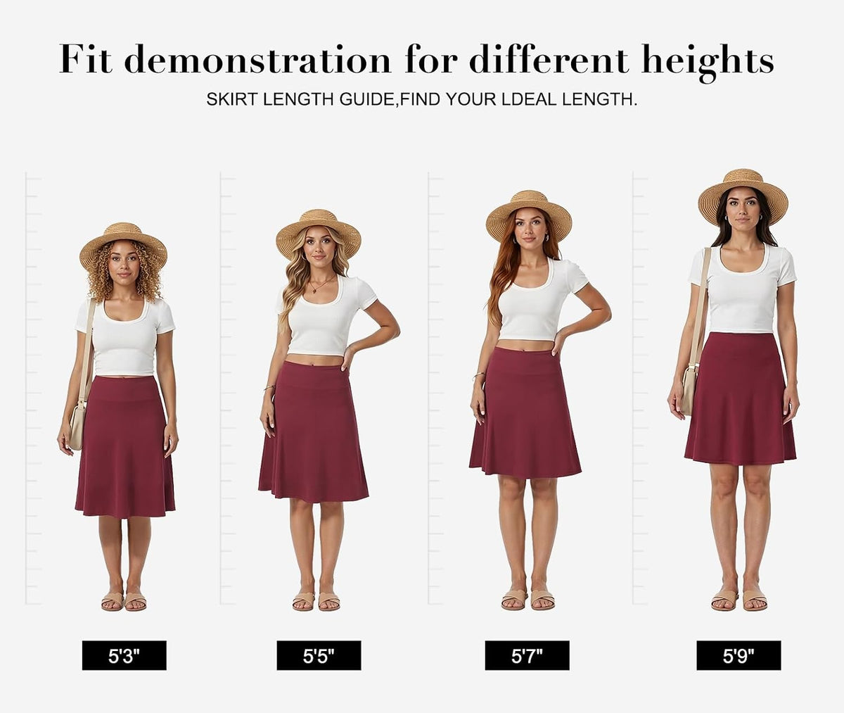 VIISHOW Women's Knee Length Skirt High Waisted Stretchy A-Line Skater Skirt Soft Knit Modest Casual Skirts for Daily Wear