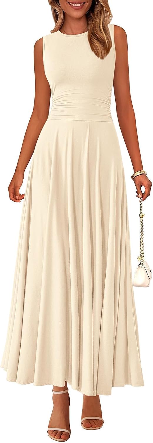 PRETTYGARDEN Womens Sleeveless Summer Dresses 2026 Flowy Aline Maxi Dress
