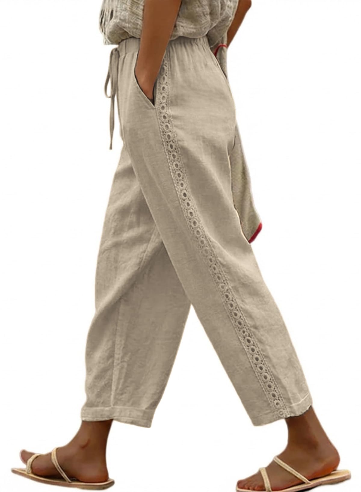Women Fashion 2026 Casual Elastic Waist Pants with Pockets