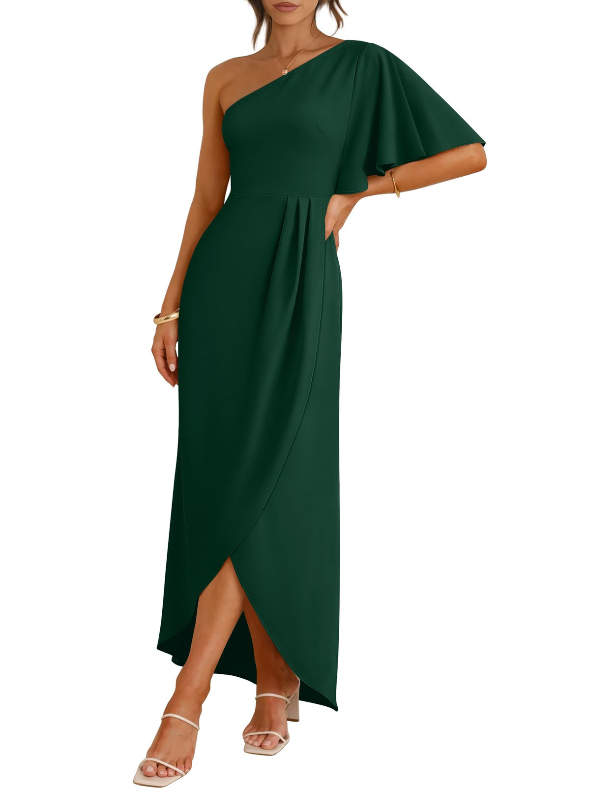 ANRABESS Women One Shoulder Formal Wedding Guest Dress