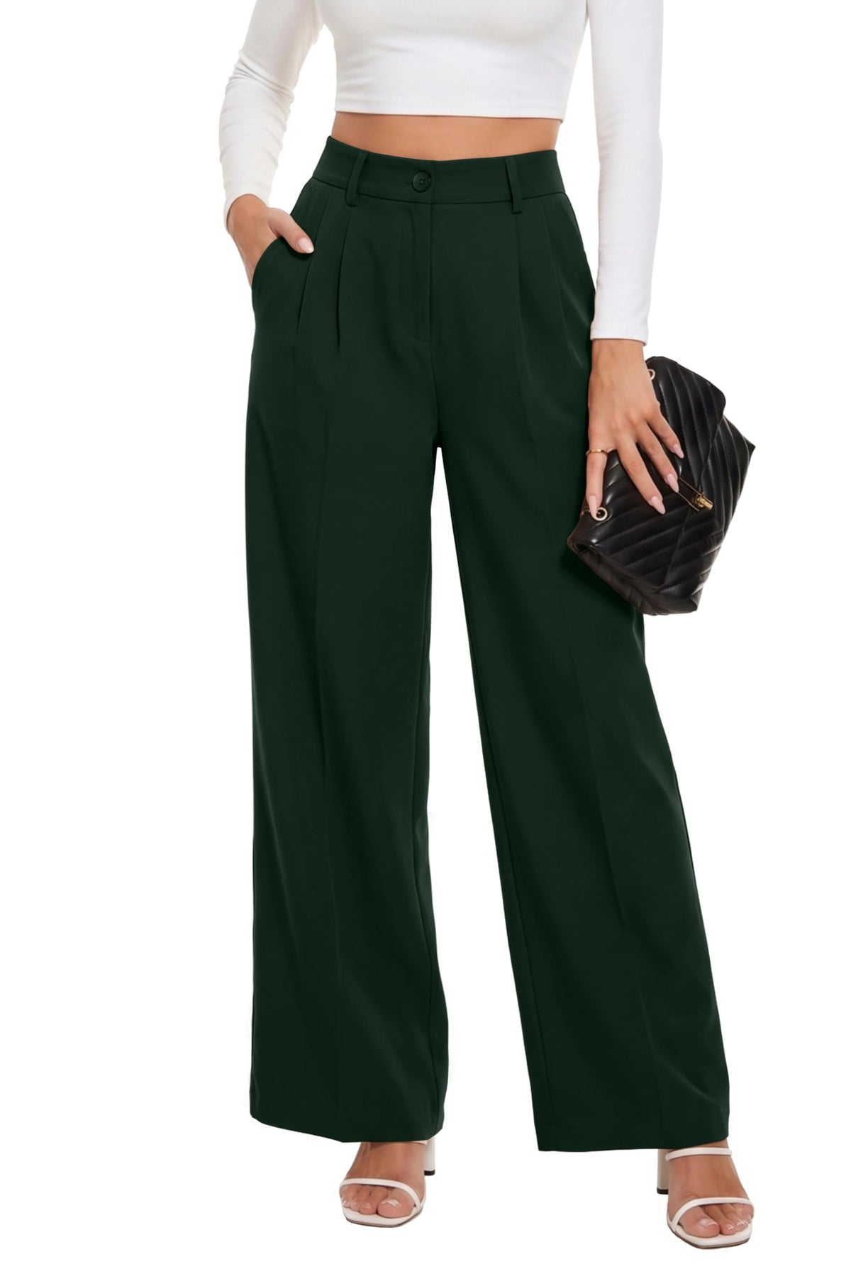 KICZOY Women Casual Wide Leg Dress Pants High Waist Lightweight Flowy Pants