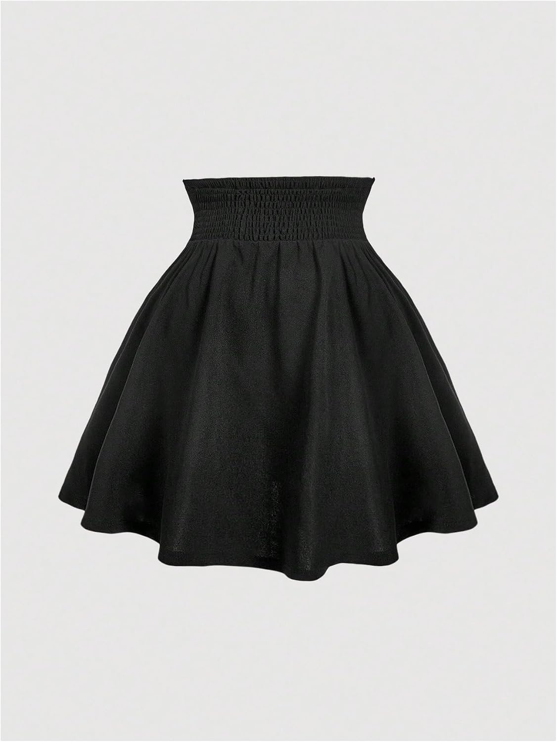 MakeMeChic Women's Plus Size High Waist Skirt Pearl Button A Line Flare Shirred Short Skirts