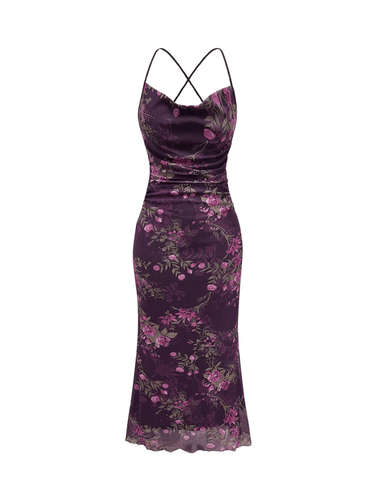 SOLY HUX Women's Floral Mesh Cami Dress Cocktail Wedding Guest Long Dresses