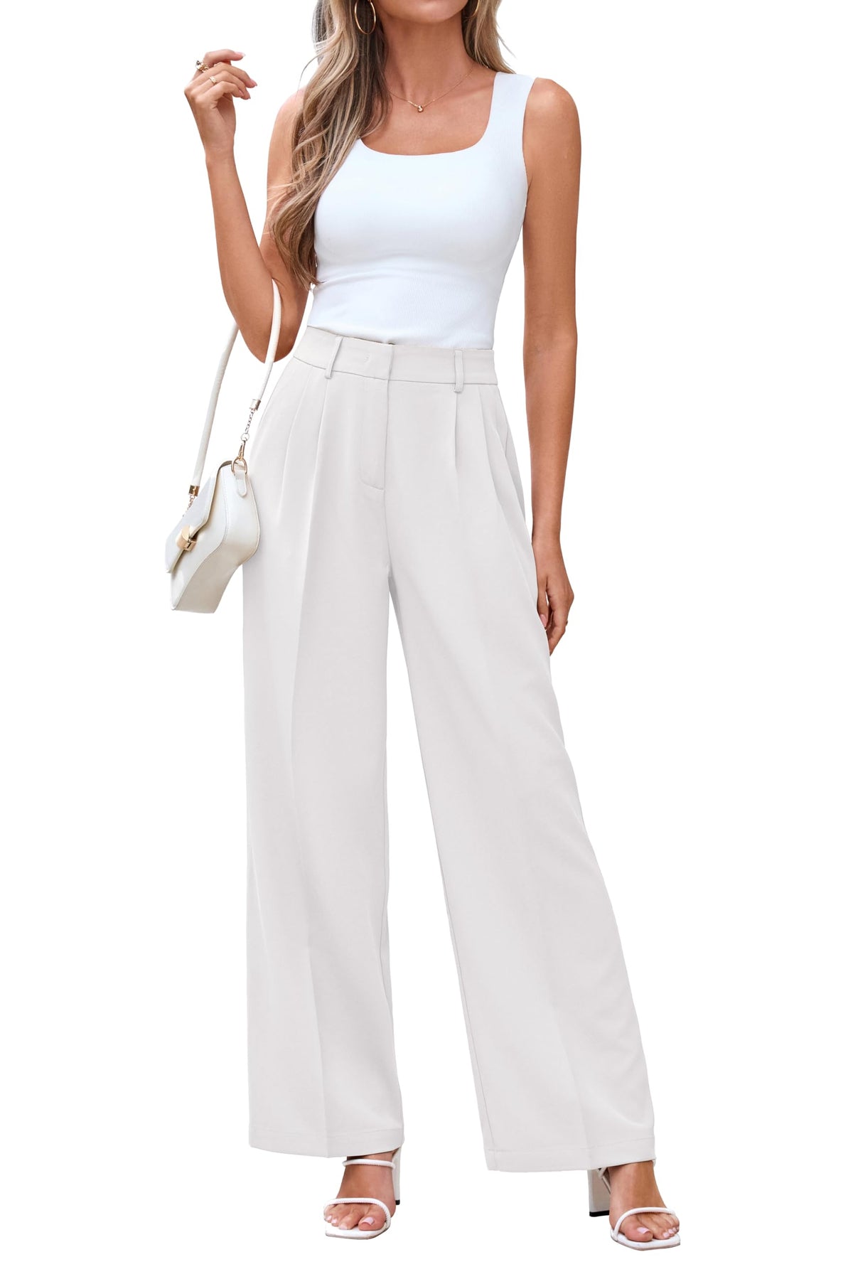 KICZOY Women Casual Wide Leg Dress Pants High Waist Lightweight Flowy Pants