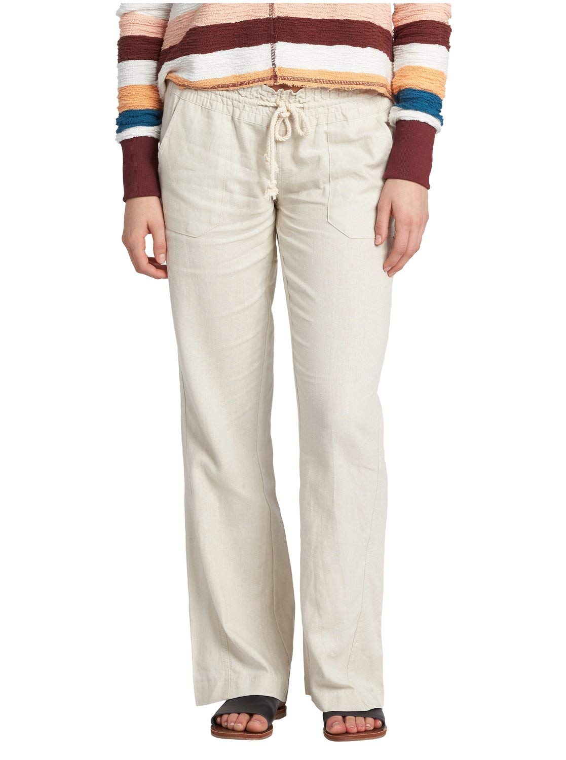 Roxy Womens Oceanside Pant, Linen, Pockets Comfortable Breathable Summer Beach Cover Up Elastic Drawstring Waist