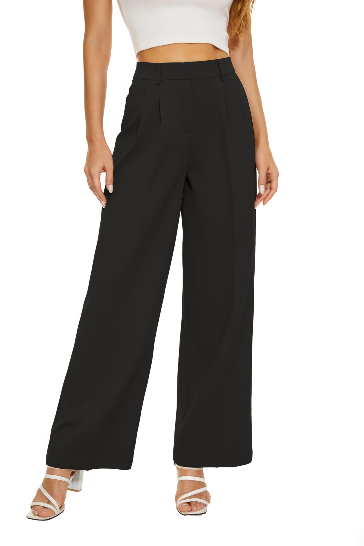 KICZOY Women Casual Wide Leg Dress Pants High Waist Lightweight Flowy Pants