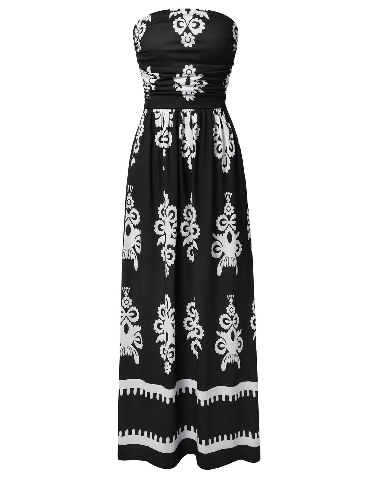GRACE KARIN Women Strapless Dress Casual Loose Ruched Long Maxi Dress with Pockets