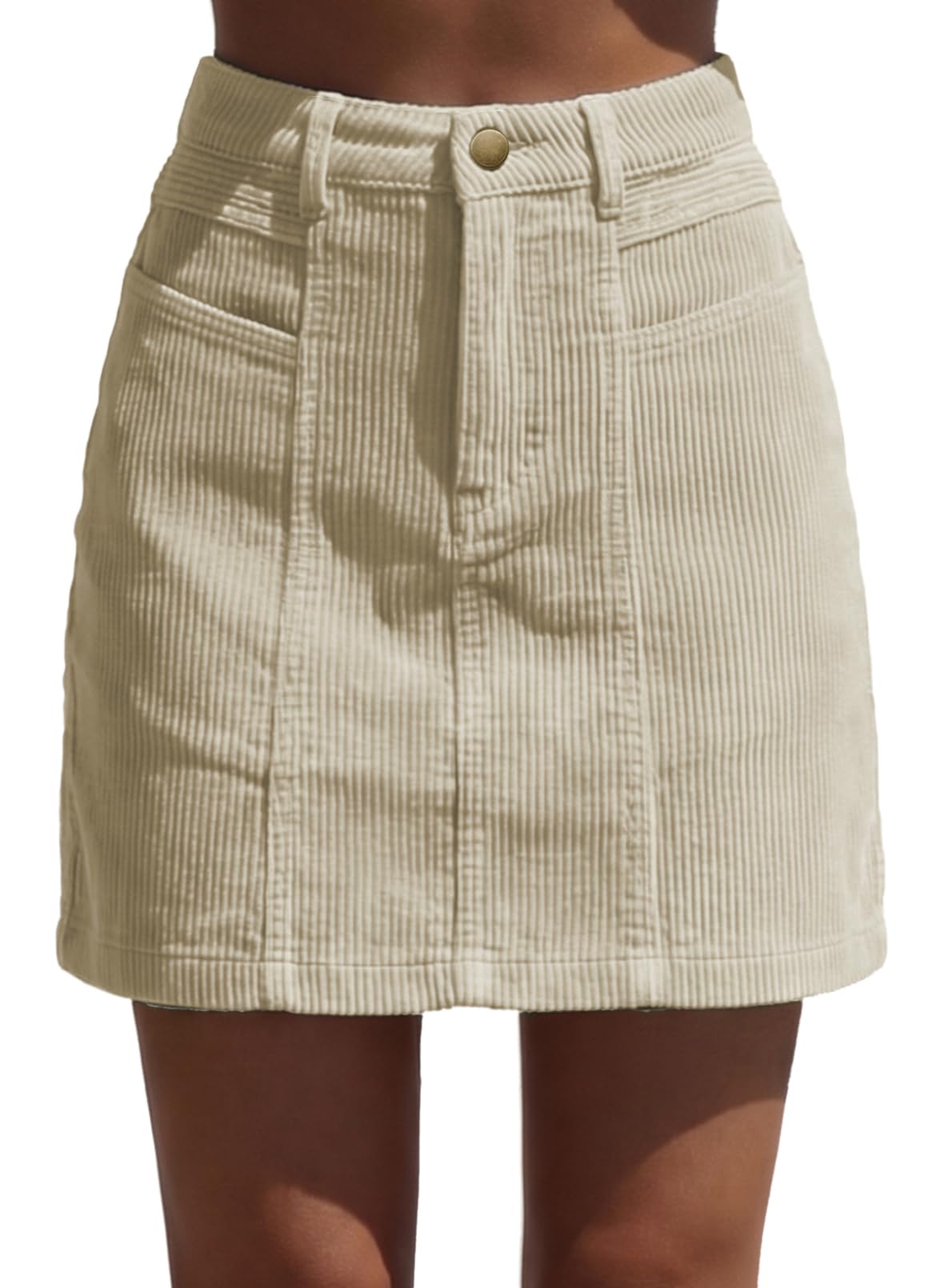 Sidefeel Women's High Waist Seam Line Corduroy Skirt