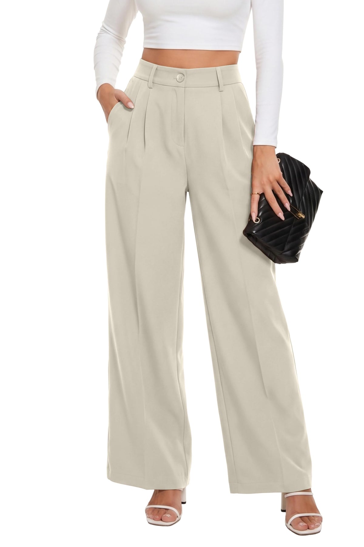 KICZOY Women Casual Wide Leg Dress Pants High Waist Lightweight Flowy Pants