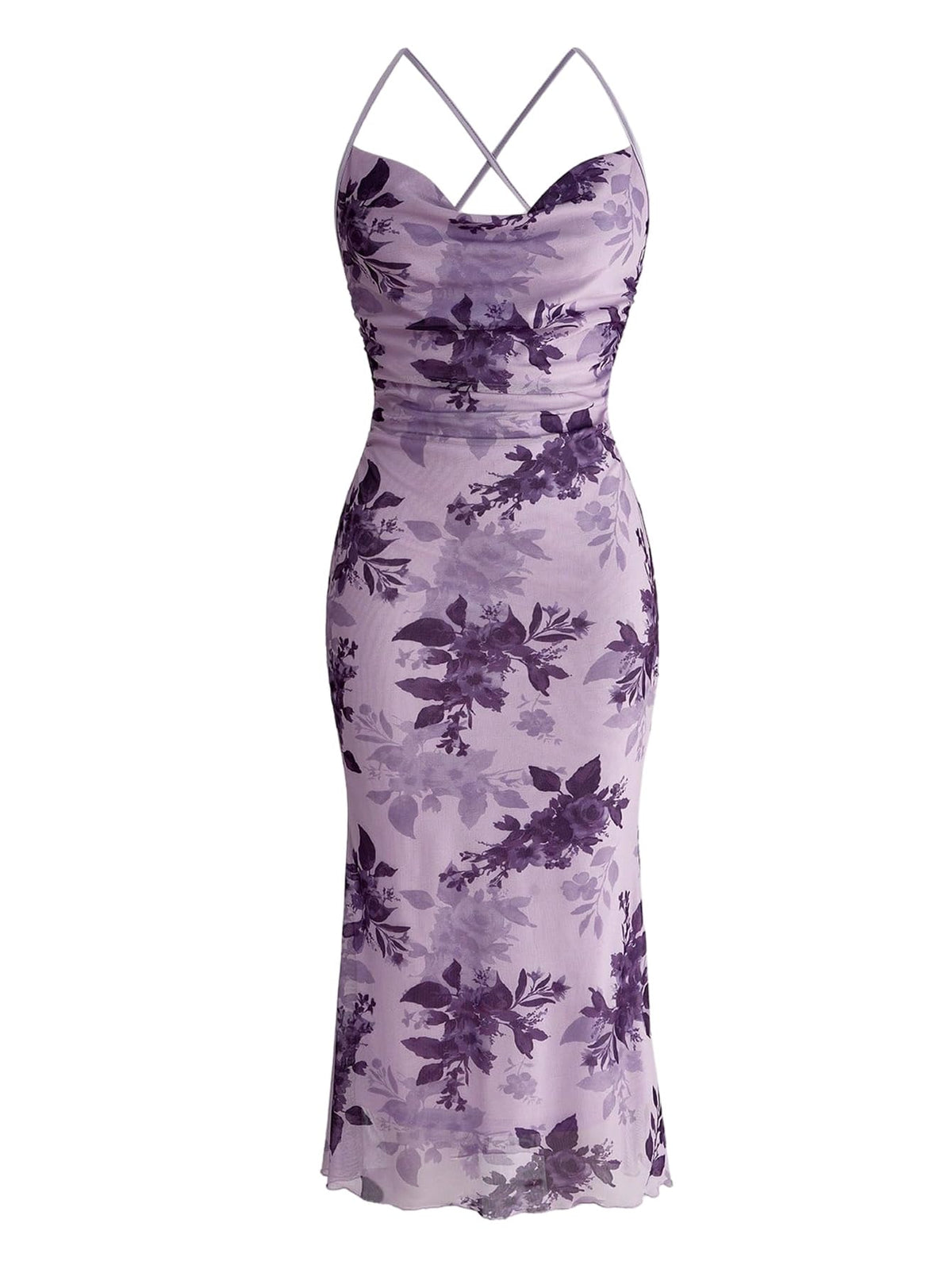 SOLY HUX Women's Floral Mesh Cami Dress Cocktail Wedding Guest Long Dresses