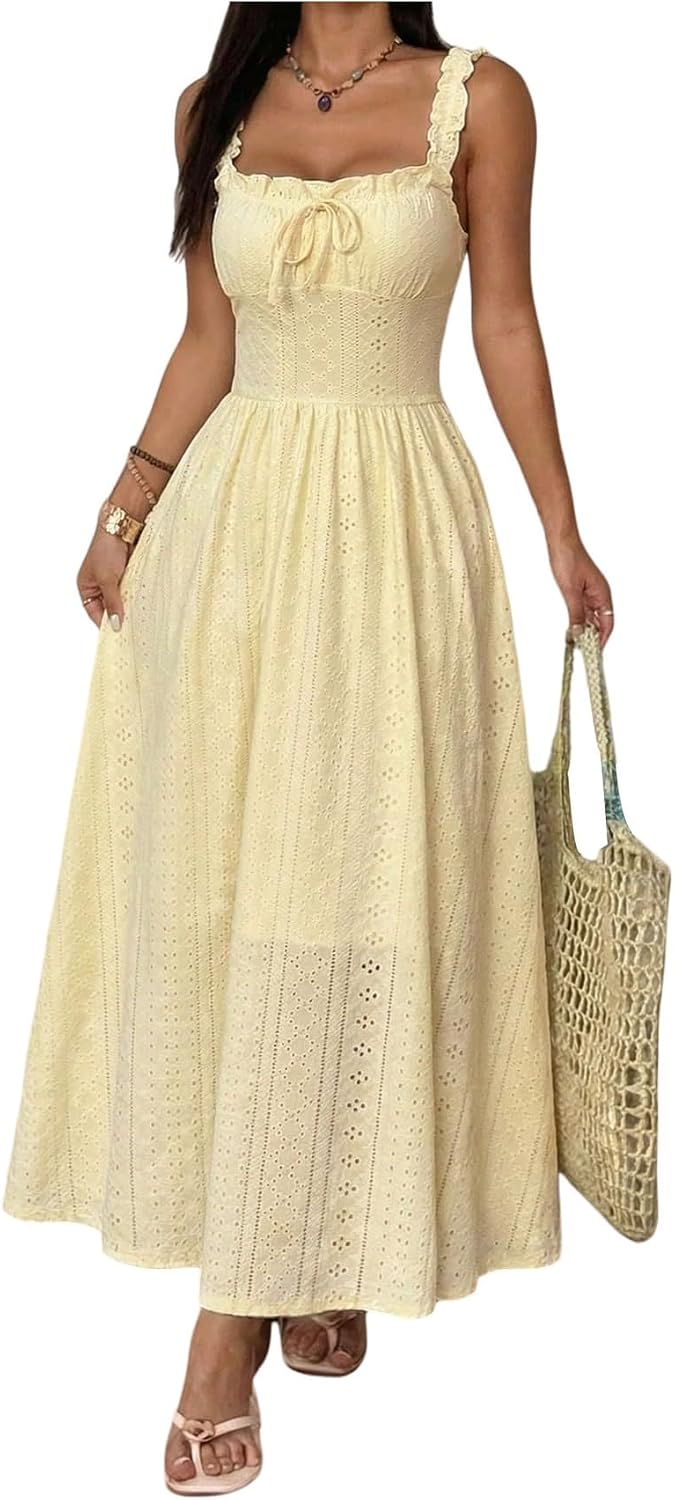 SOLY HUX Women's Summer Dresses Sleeveless Wedding Guest Maxi Sundresses
