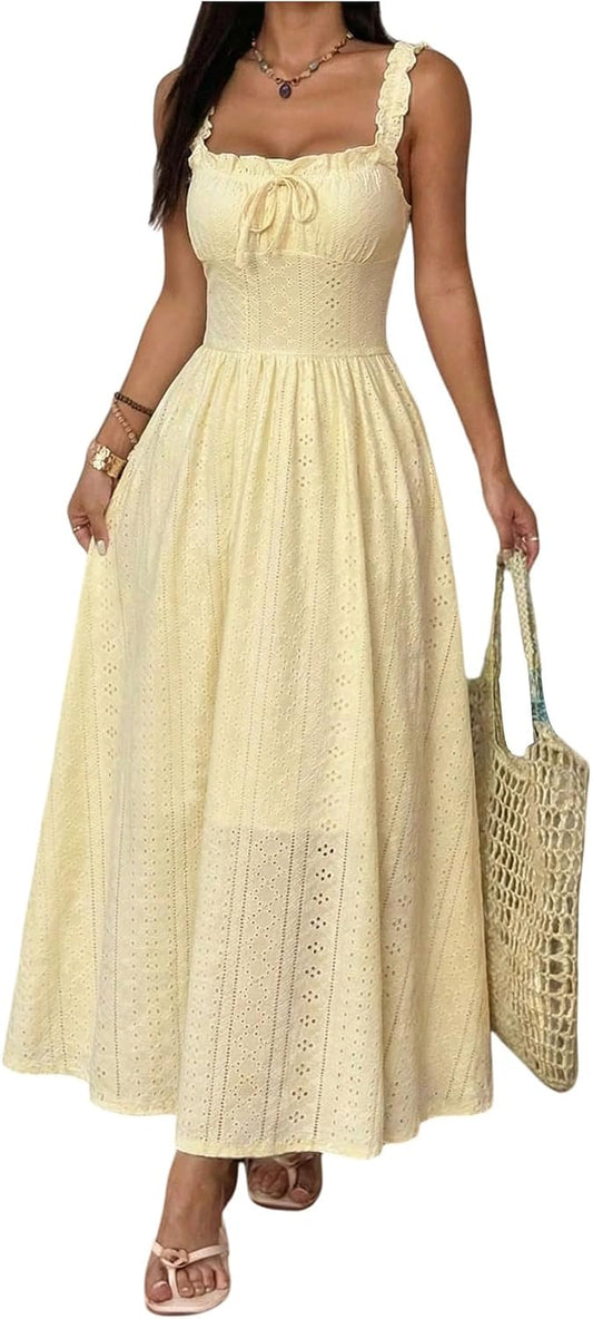 SOLY HUX Women's Summer Dresses Sleeveless Wedding Guest Maxi Sundresses
