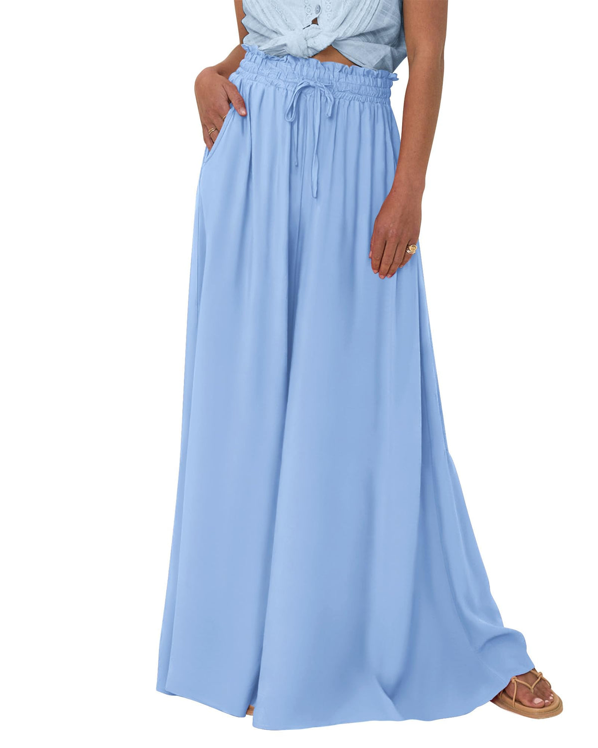 BTFBM Wide Leg Flowy Palazzo Pants for Women