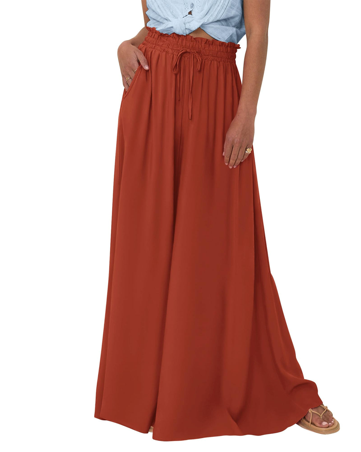 BTFBM Wide Leg Flowy Palazzo Pants for Women