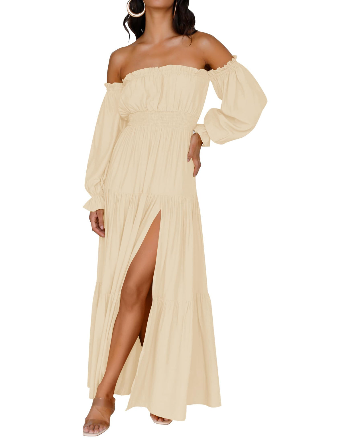 ZESICA Womens Fall Long Sleeve Boho Off Shoulder Maxi Dresses