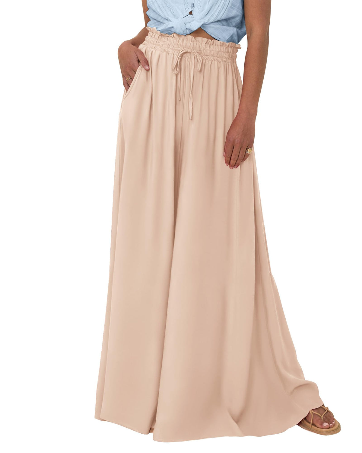 BTFBM Wide Leg Flowy Palazzo Pants for Women