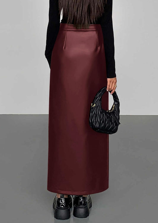 PRETTYGARDEN Women's Faux Leather Long Pencil Skirt