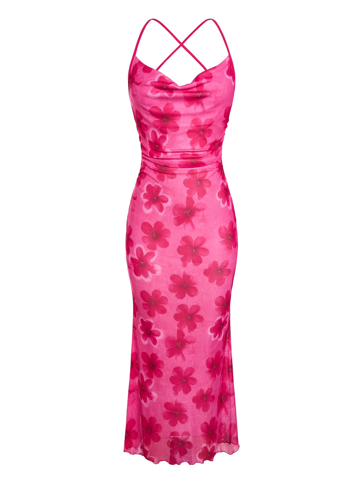 SOLY HUX Women's Floral Mesh Cami Dress Cocktail Wedding Guest Long Dresses