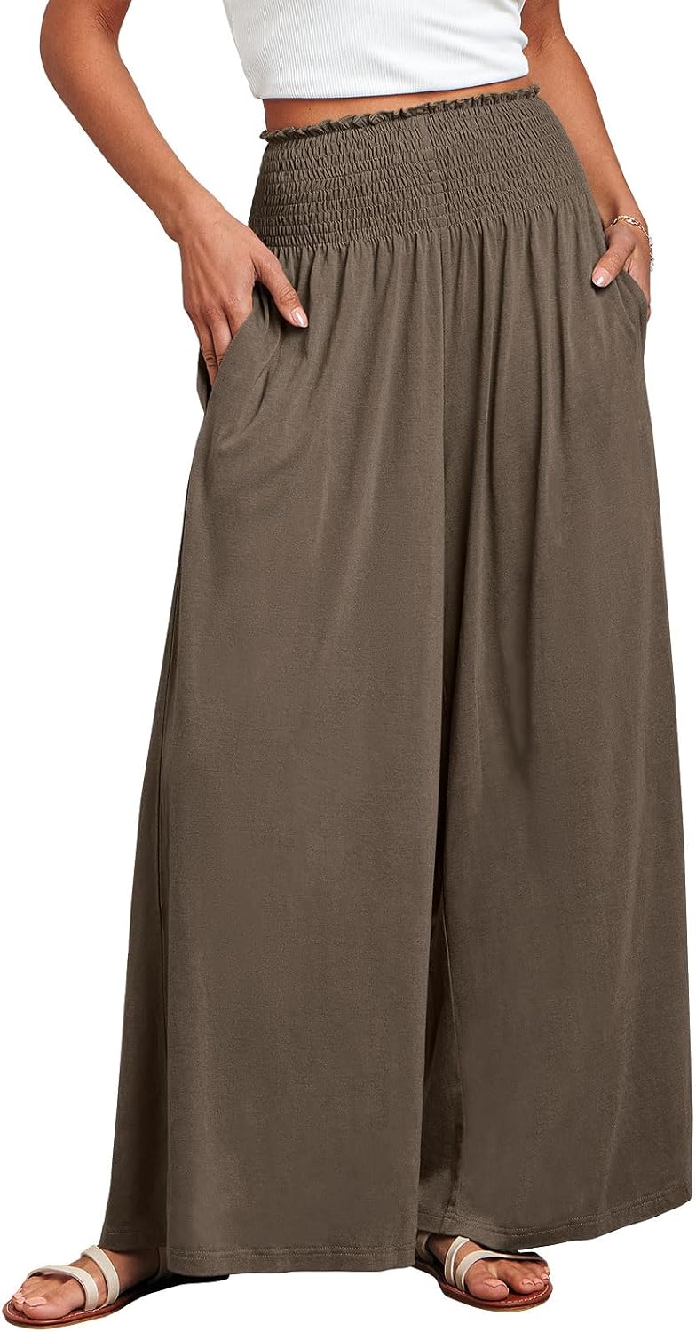 ANRABESS Women Summer Casual Wide Leg Palazzo Pants with Pockets