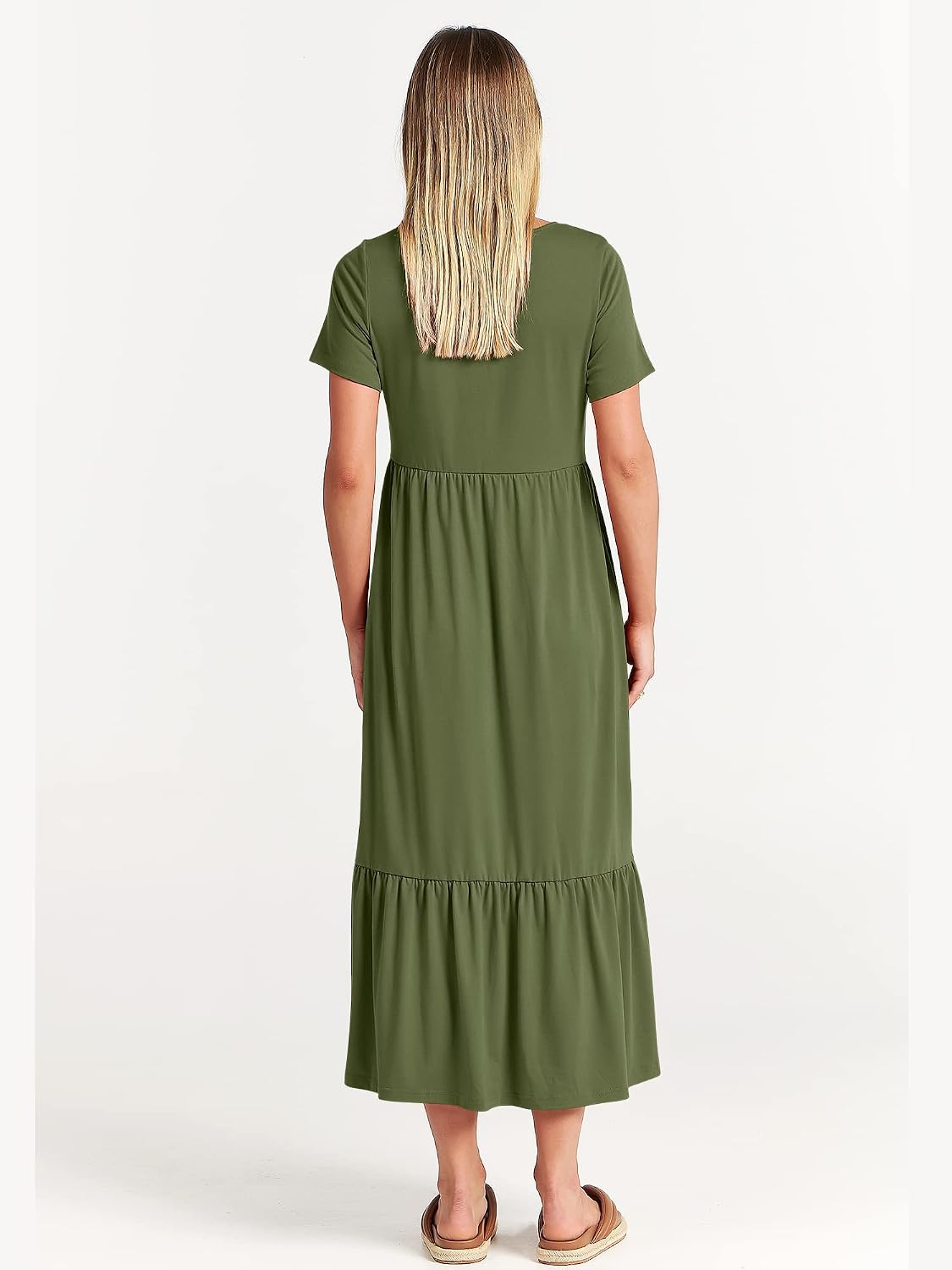 ANRABESS Womens 2026 Summer Casual Maxi Dress A line Tiered Flowy Short Sleeve Crewneck T Shirt Beach Travel Long Dresses