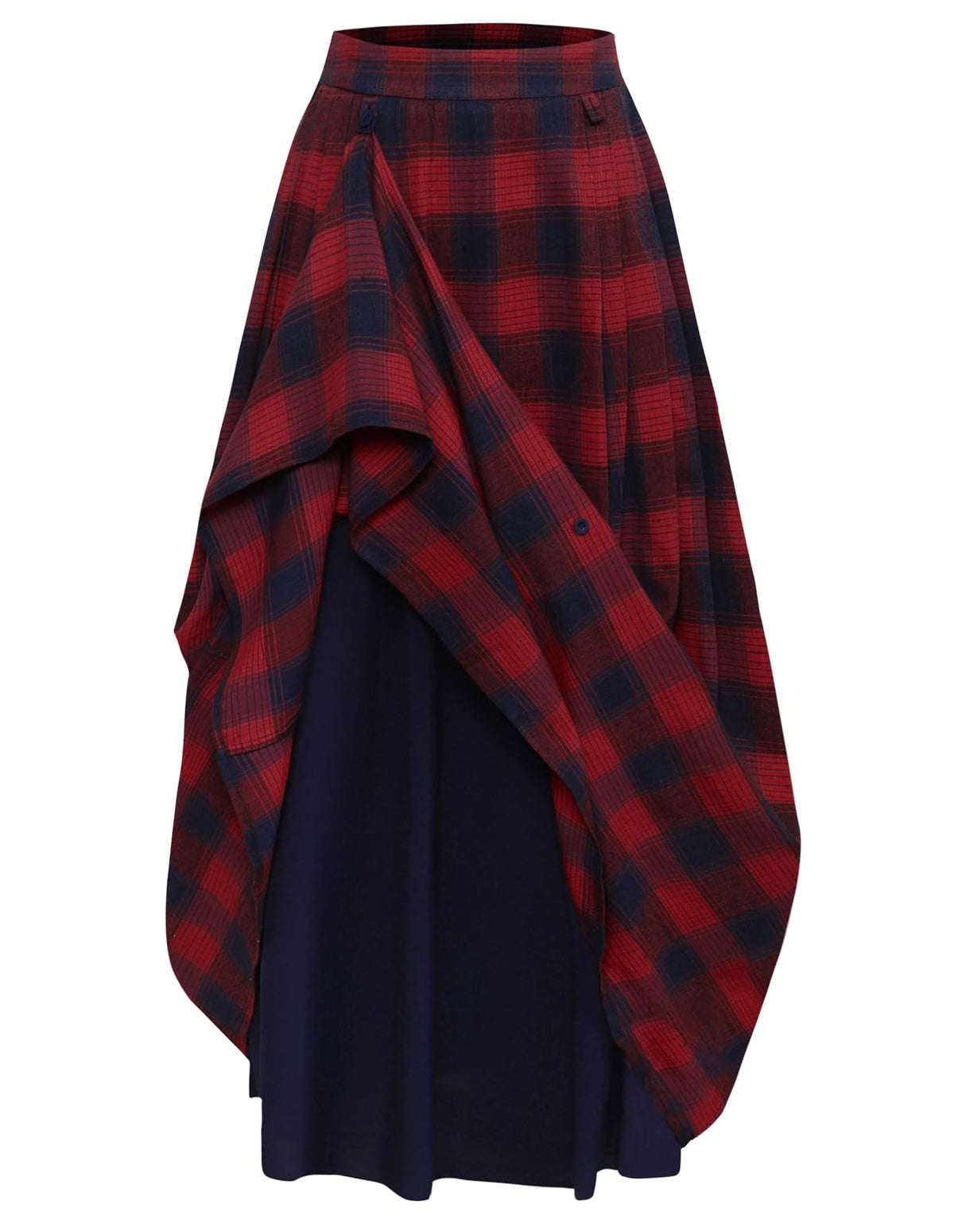 Scarlet Darkness Plaid Skirts for Women High Waist Layered Long Skirt