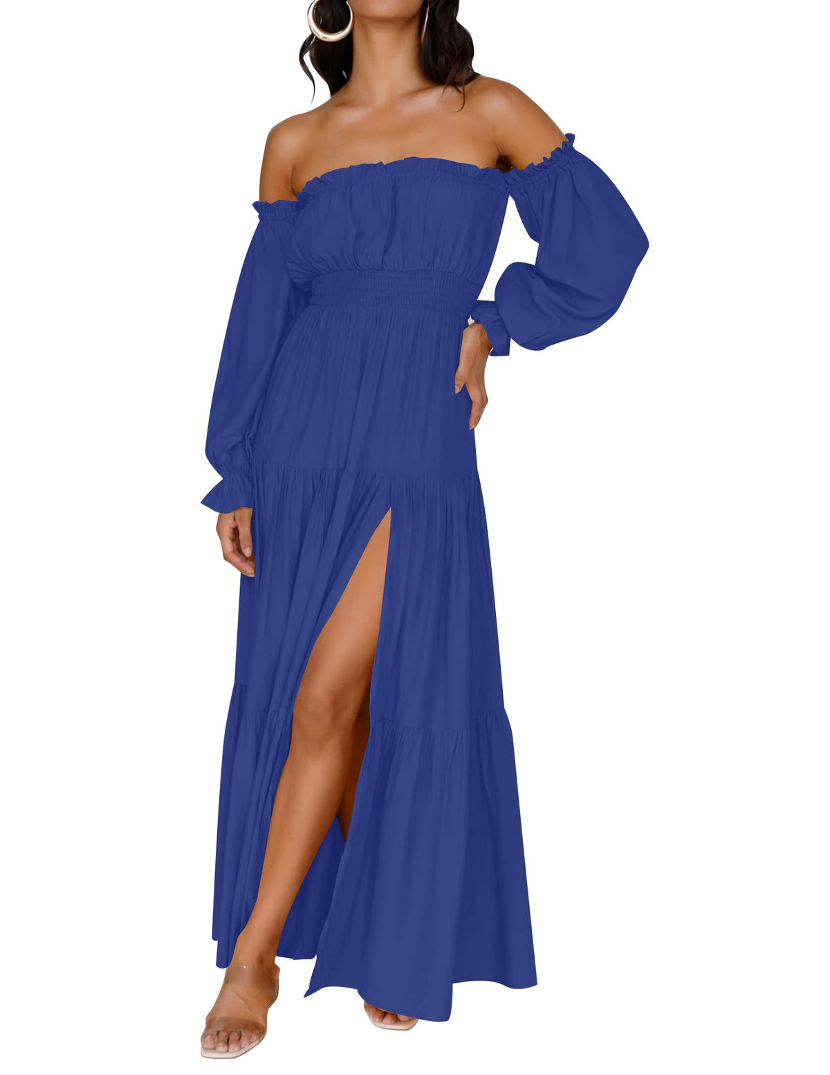 ZESICA Womens Fall Long Sleeve Boho Off Shoulder Maxi Dresses