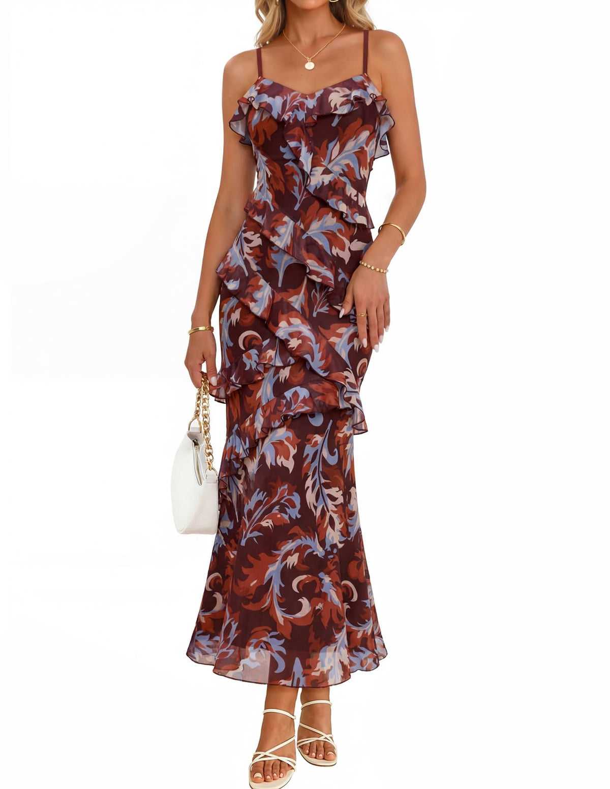 MEROKEETY Summer Floral Wedding Guest Maxi Dress Women 2026 Formal Cocktail