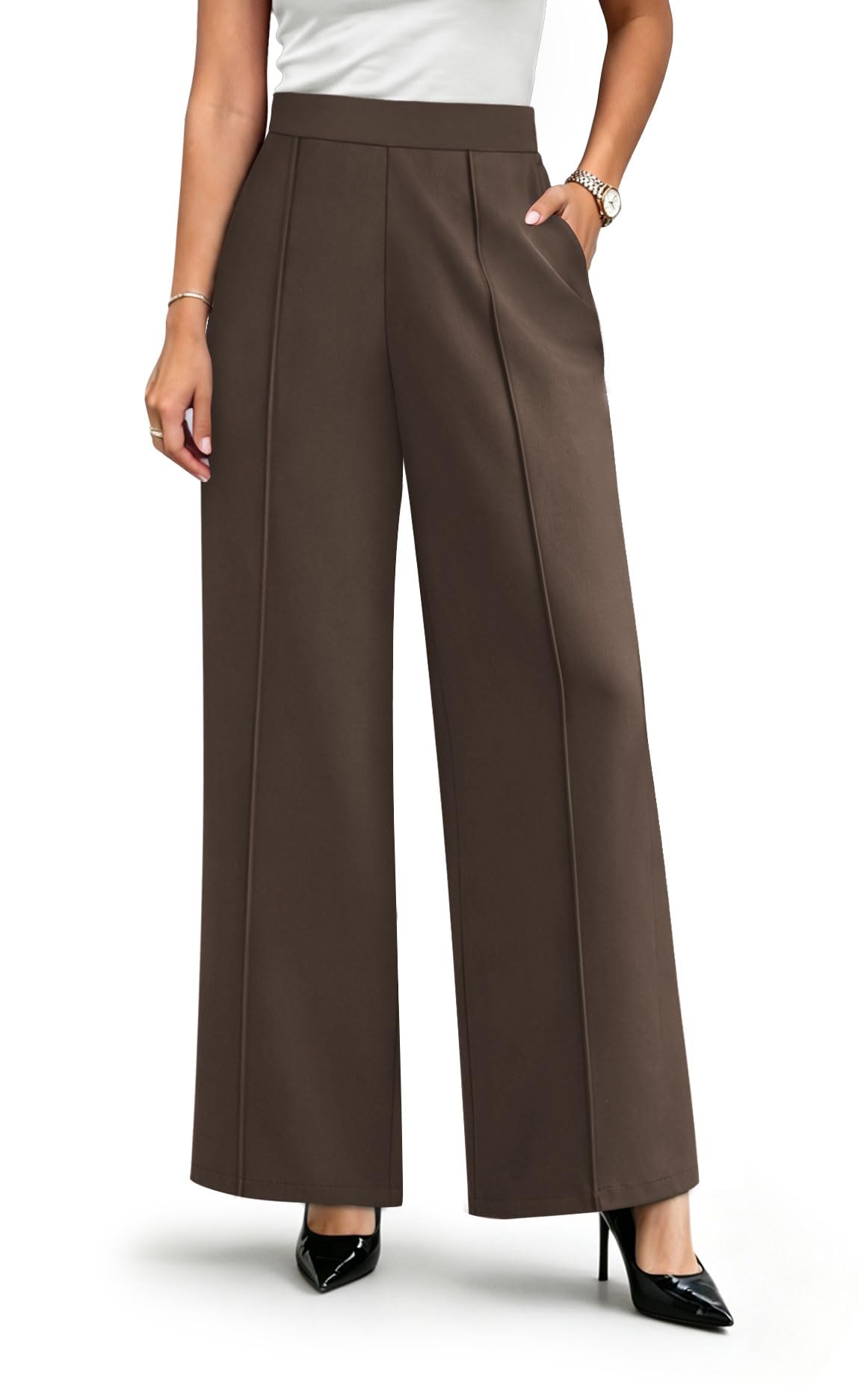 WIHOLL Wide Leg Dress Pants for Women Business Casual Outfits Work Slacks