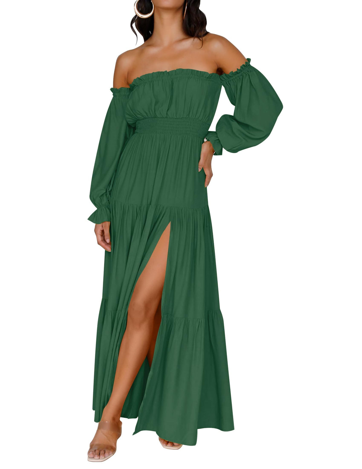 ZESICA Womens Fall Long Sleeve Boho Off Shoulder Maxi Dresses
