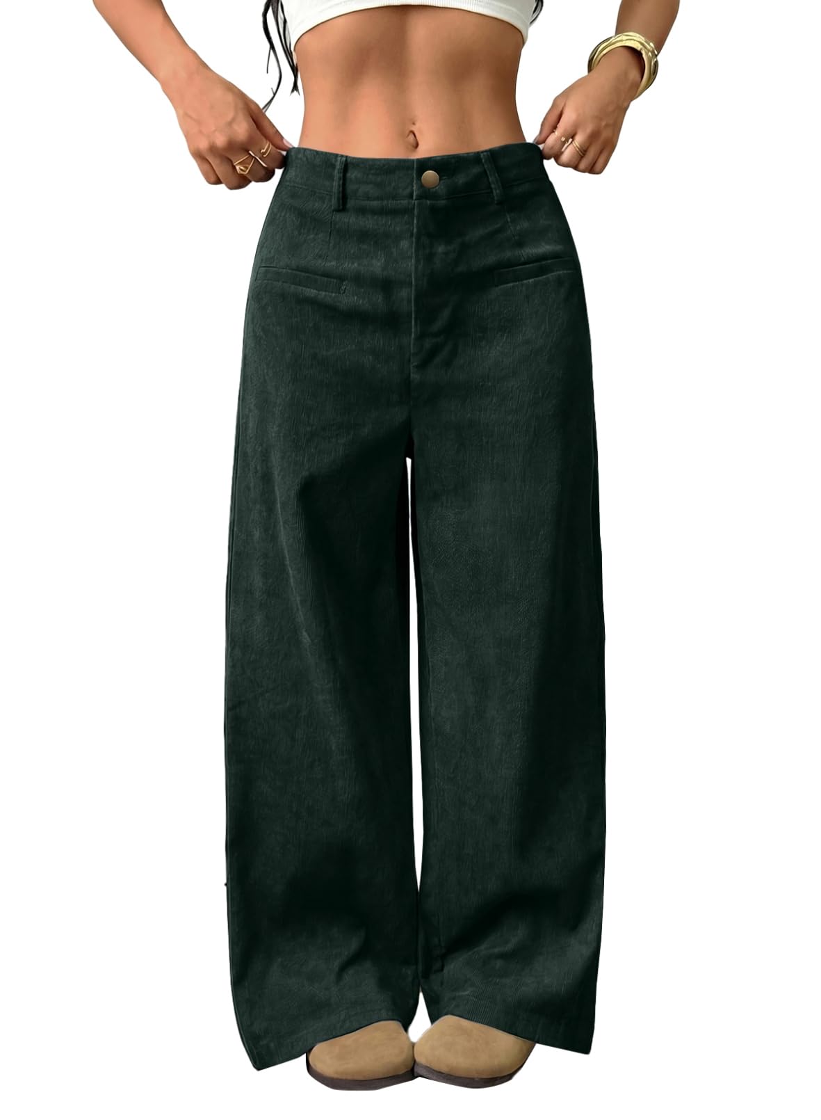 Acelitt Women's Corduroy Pants with Pockets