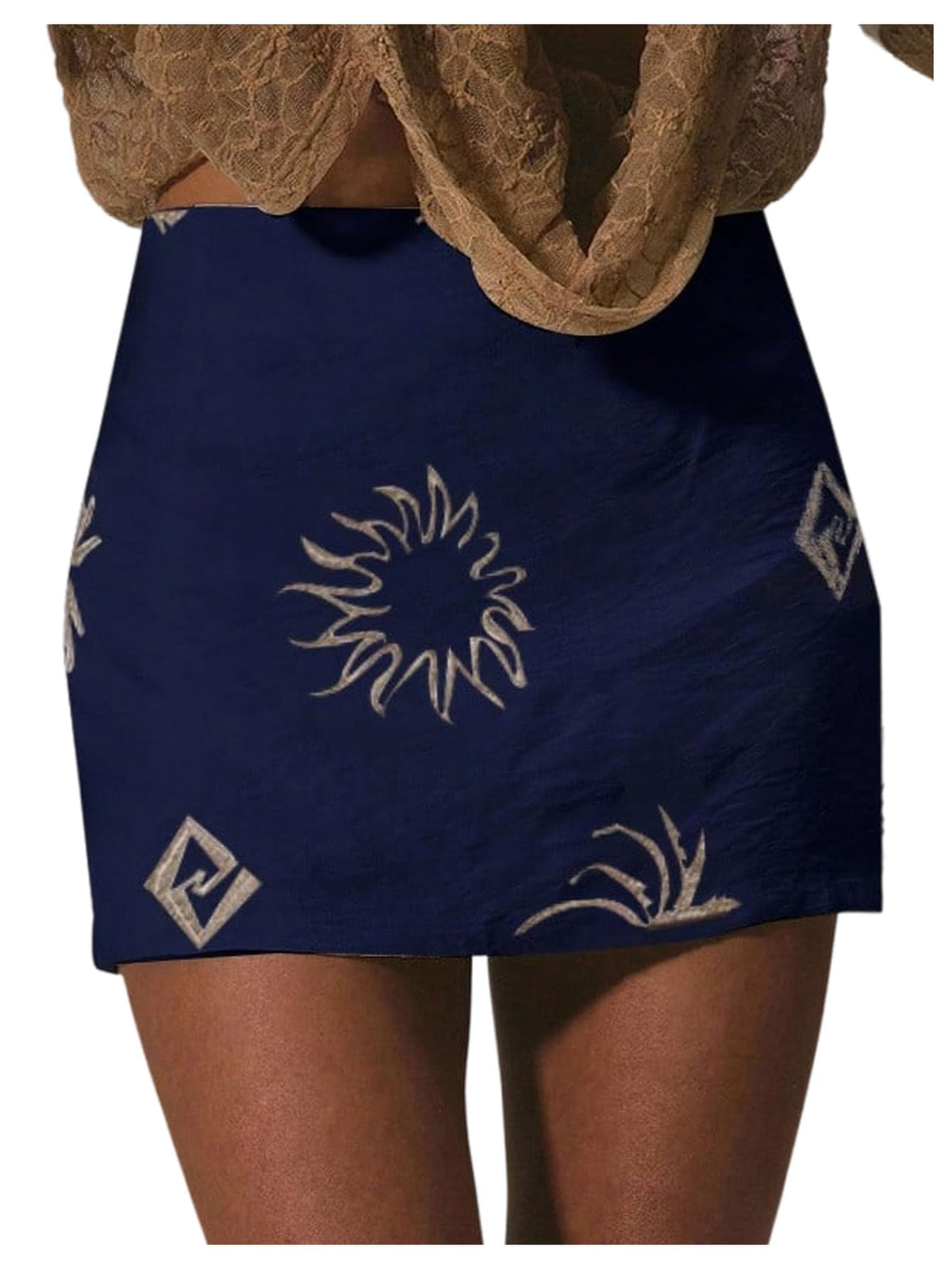 SOLY HUX Women's Embroidered Low Rise Skirt Bodycon Mini Vacation Skirts