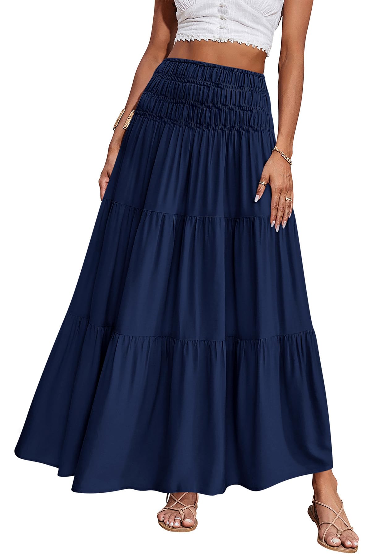 CFLONGE Summer Maxi Skirts for Women 2026 Trendy Floral A Line Boho Skirt