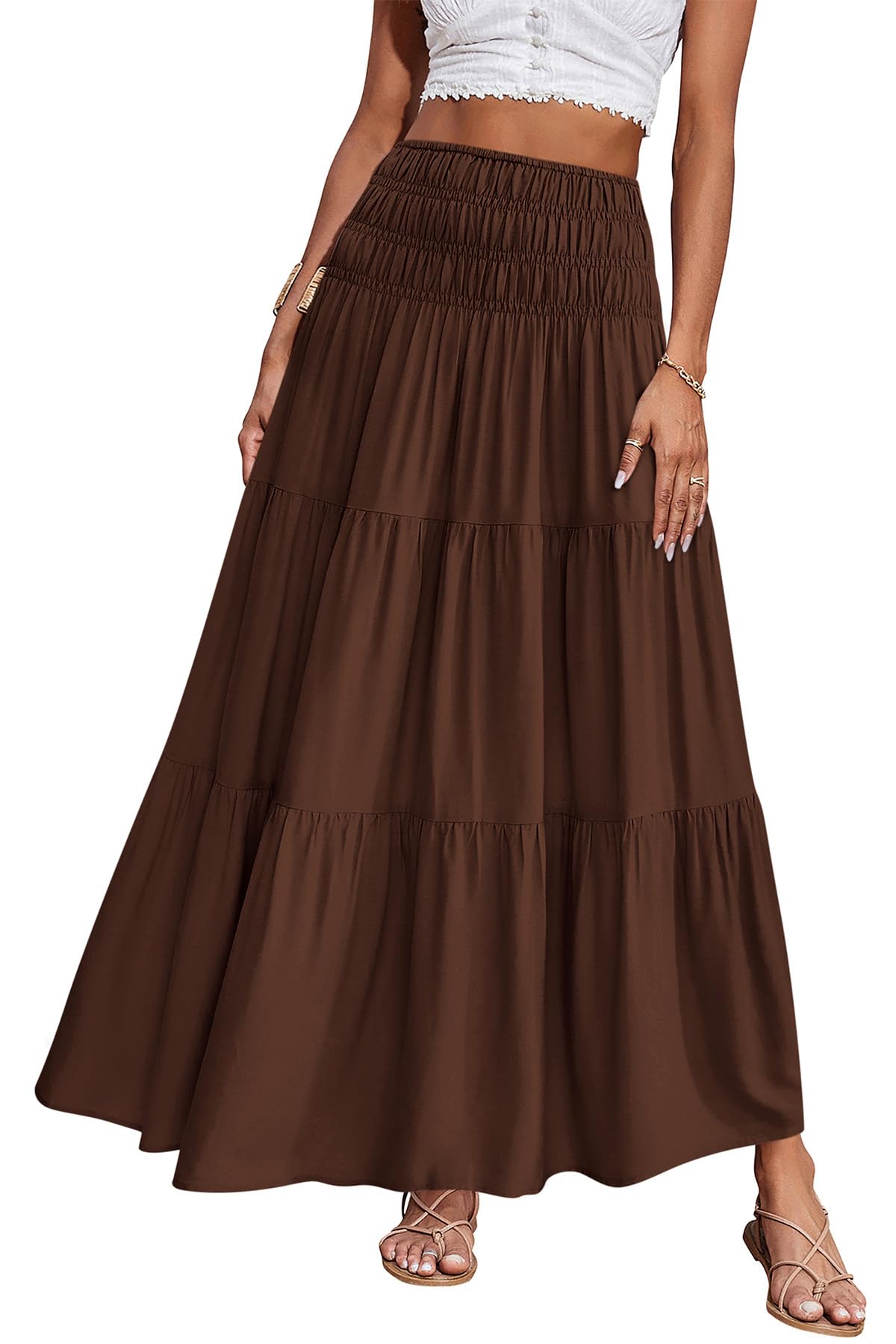 CFLONGE Summer Maxi Skirts for Women 2026 Trendy Floral A Line Boho Skirt