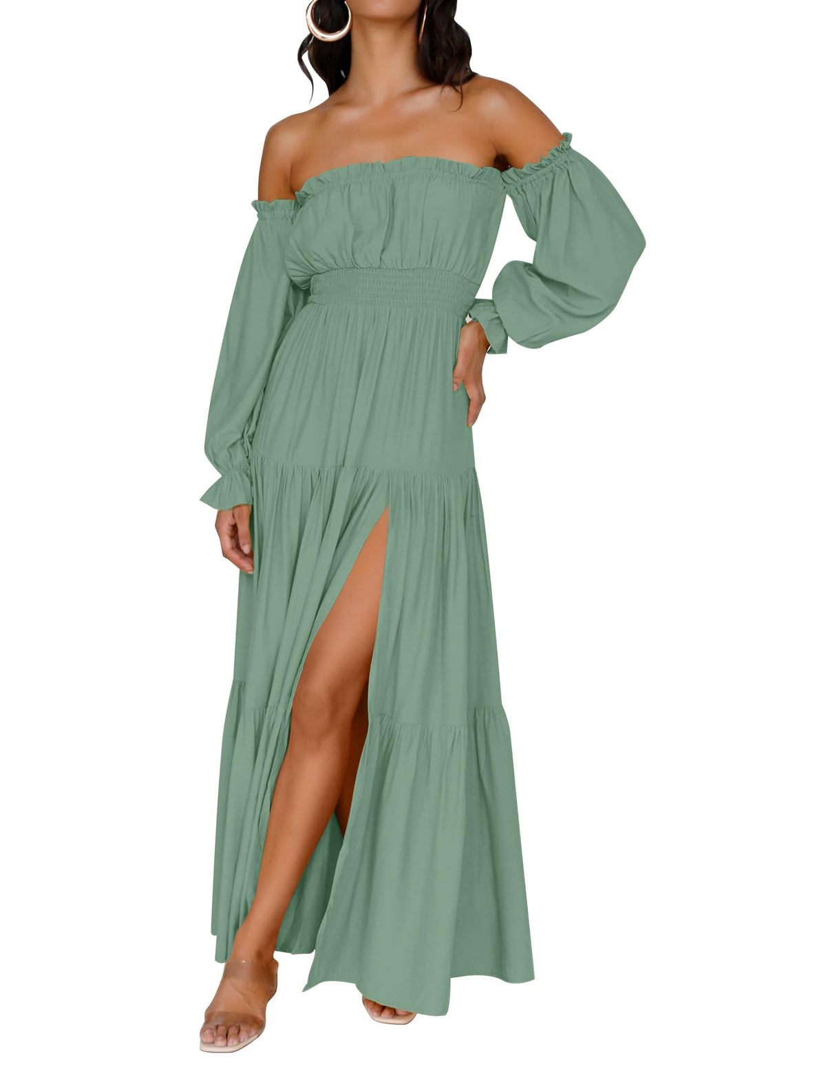 ZESICA Womens Fall Long Sleeve Boho Off Shoulder Maxi Dresses