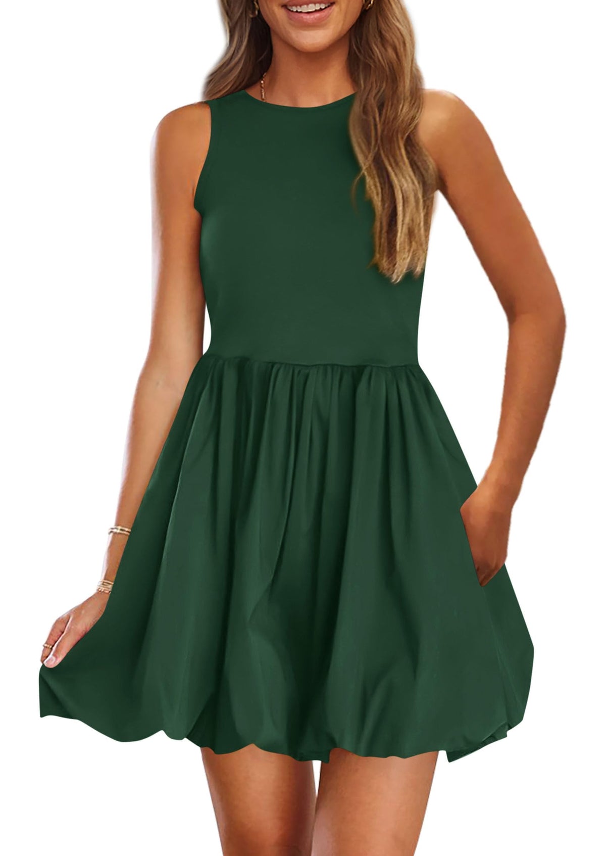 PRETTYGARDEN Womens Summer Bubble Sleeveless Mini Dress