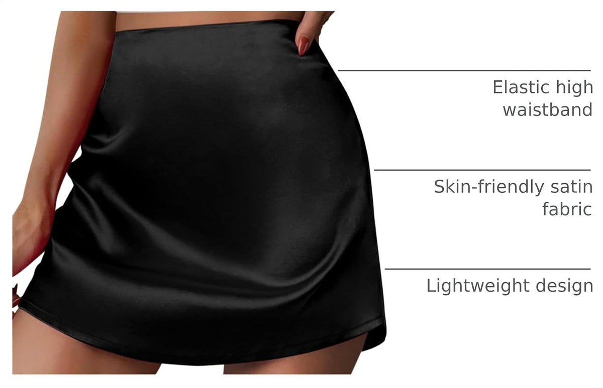 Zeagoo Skirts for Women High Waisted Stain Mini Skirt Aline Zipper Skirt