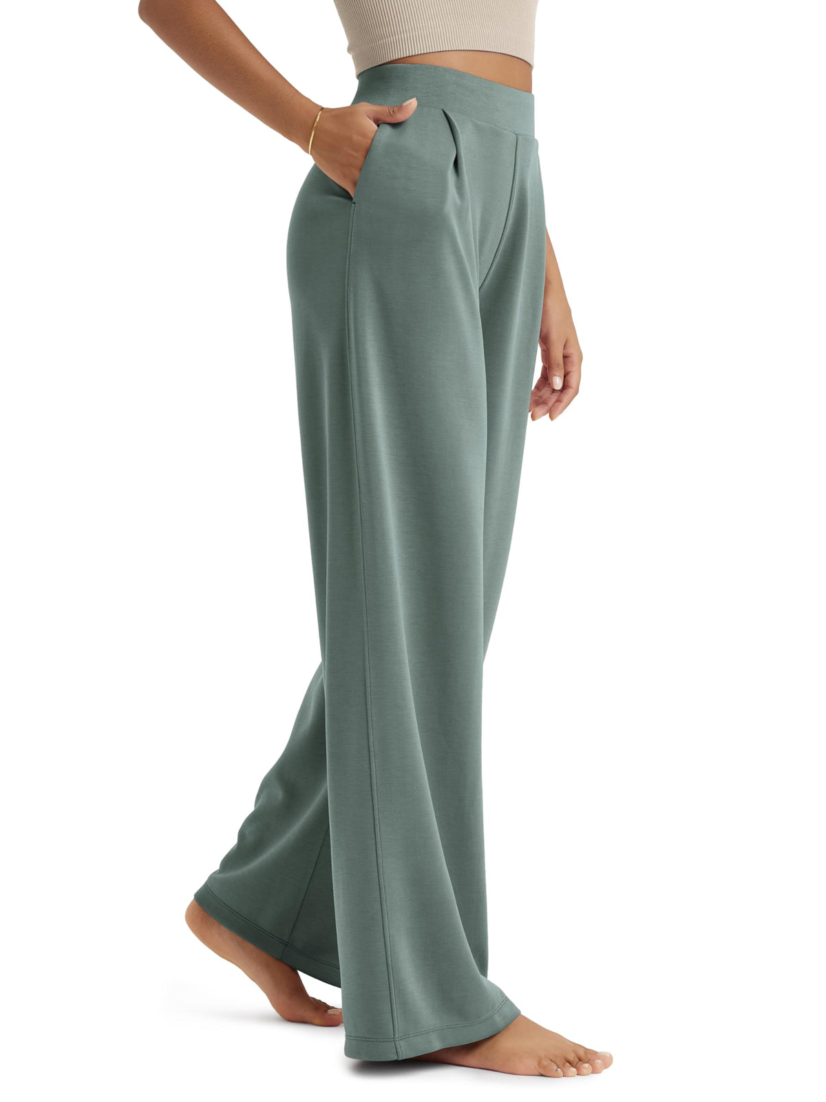 ODODOS Modal Soft Wide Leg Pants for Women High Waist Casual Relaxed Pants with Pockets-27/29"/ 31" Inseam