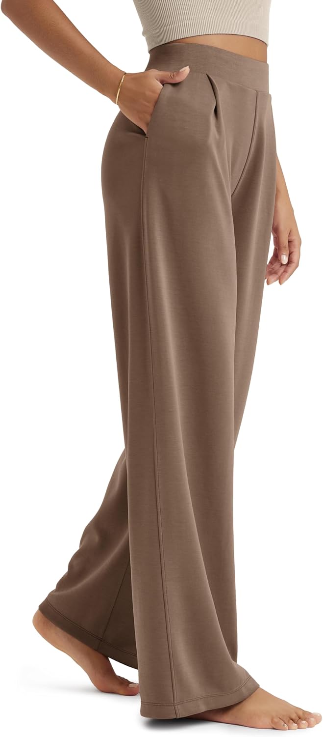 ODODOS Modal Soft Wide Leg Pants for Women High Waist Casual Relaxed Pants with Pockets-27/29"/ 31" Inseam