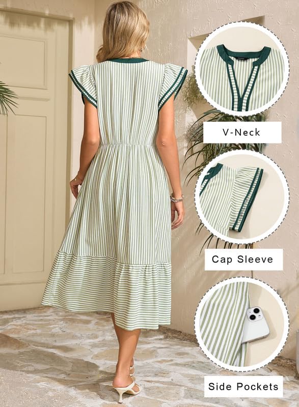 Dokotoo Womens Dresses 2026 V-Neck Cap Sleeve Empire Waist Dress