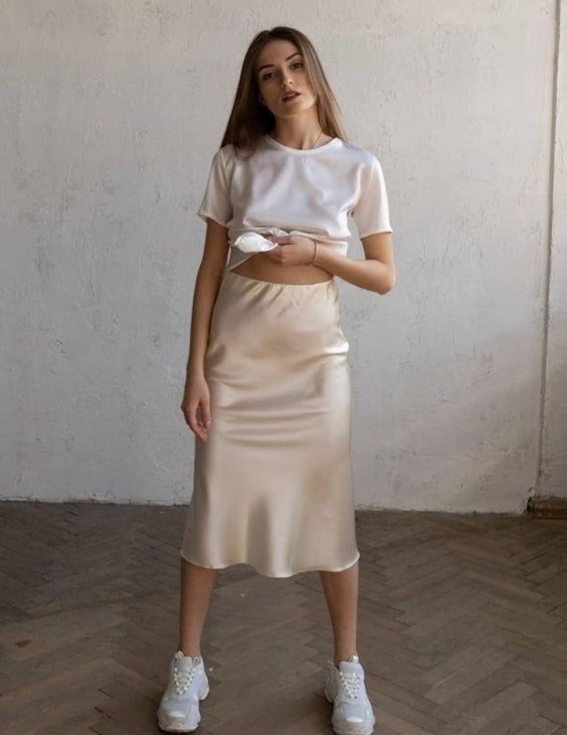 Zeagoo Skirts for Women High Waist Skirt Elegant Midi Skirt Satin
