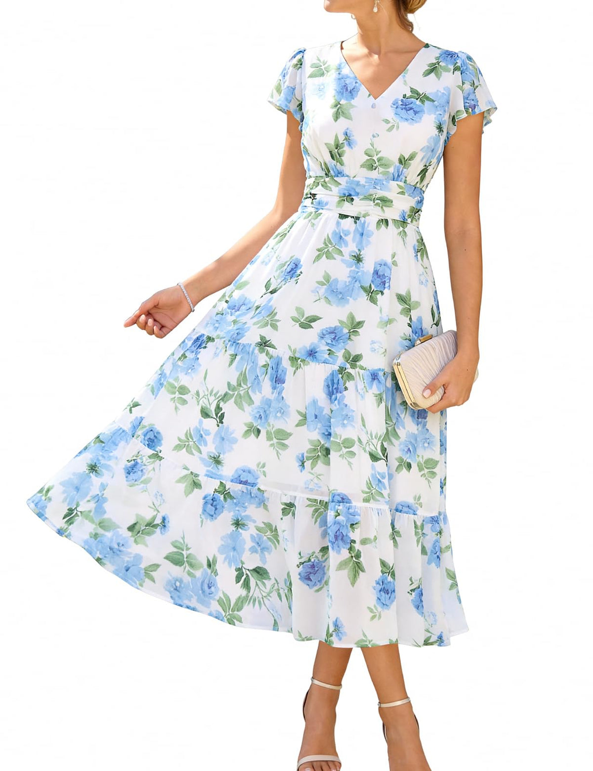 GRACE KARIN Women Summer Dress,Maxi Floral Wedding Guest Dresses