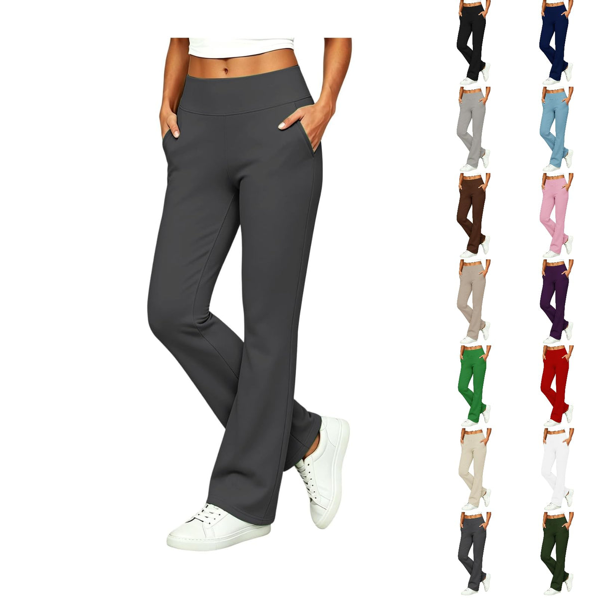 Womens High Waisted Dress Pants Elastic Waist Office Work Trousers