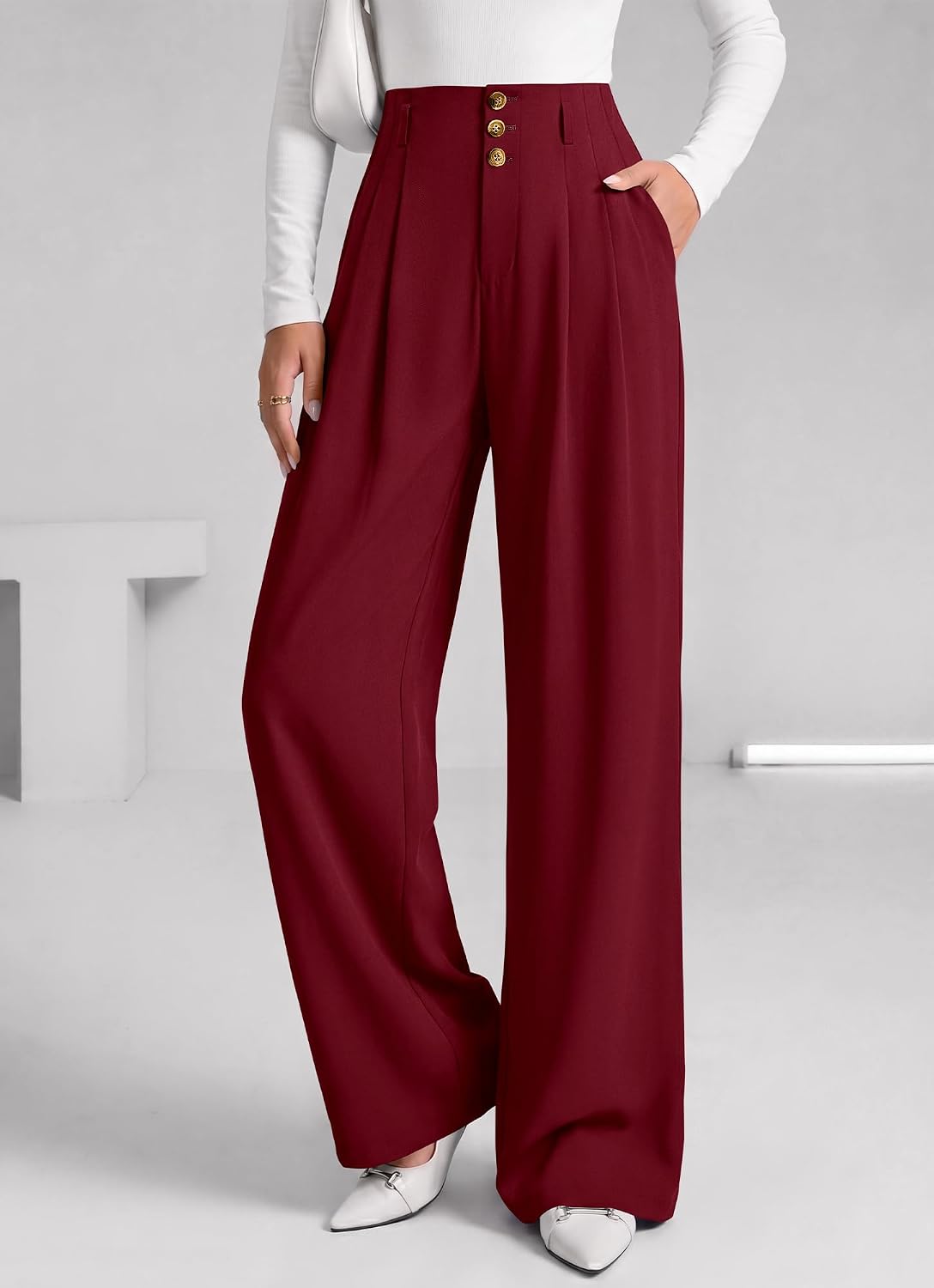 BTFBM Wide Leg Dress Pants Women Business Casual Outfits