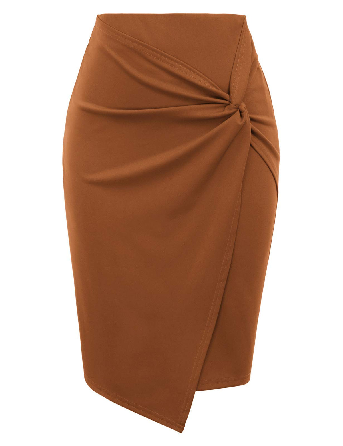 Kate Kasin Women Stretch Knee Length Pencil Skirt, Wrap High Waist Skirts