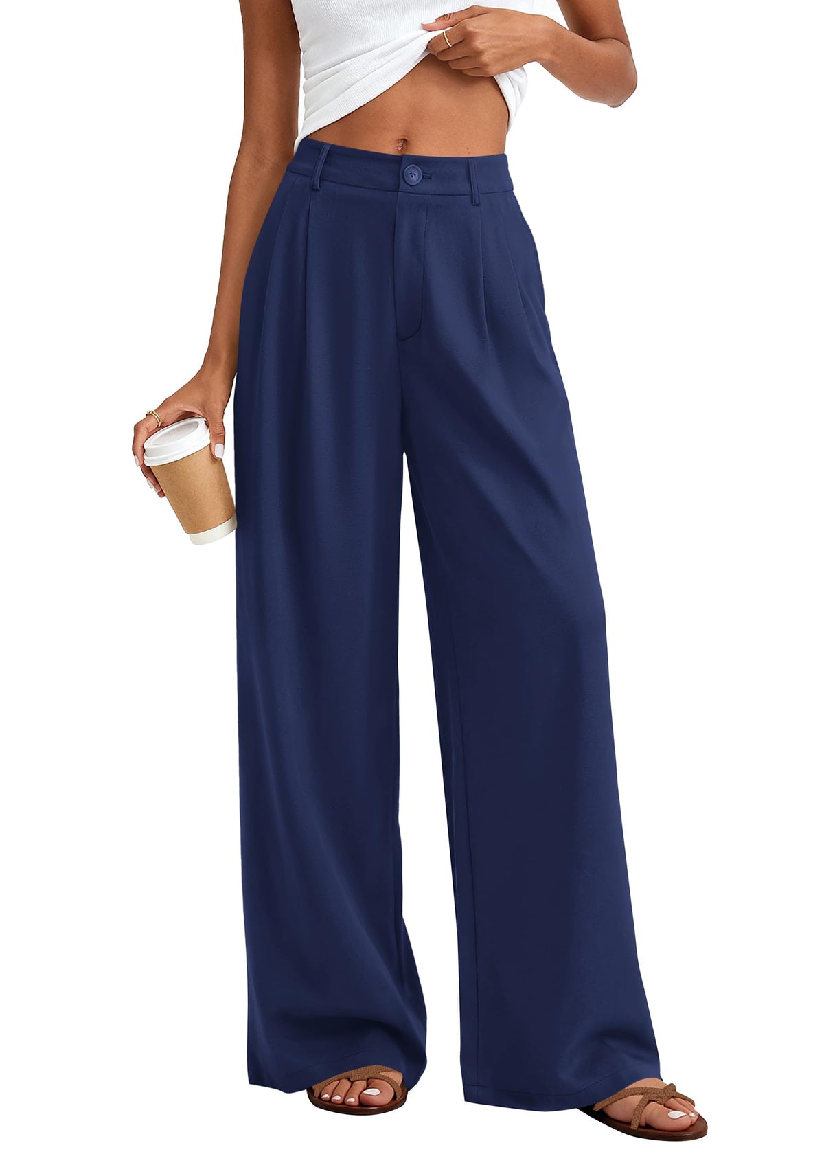 KIRUNDO Wide Leg Pants for Women 2026 Summer Flowy Polka Dot Trousers