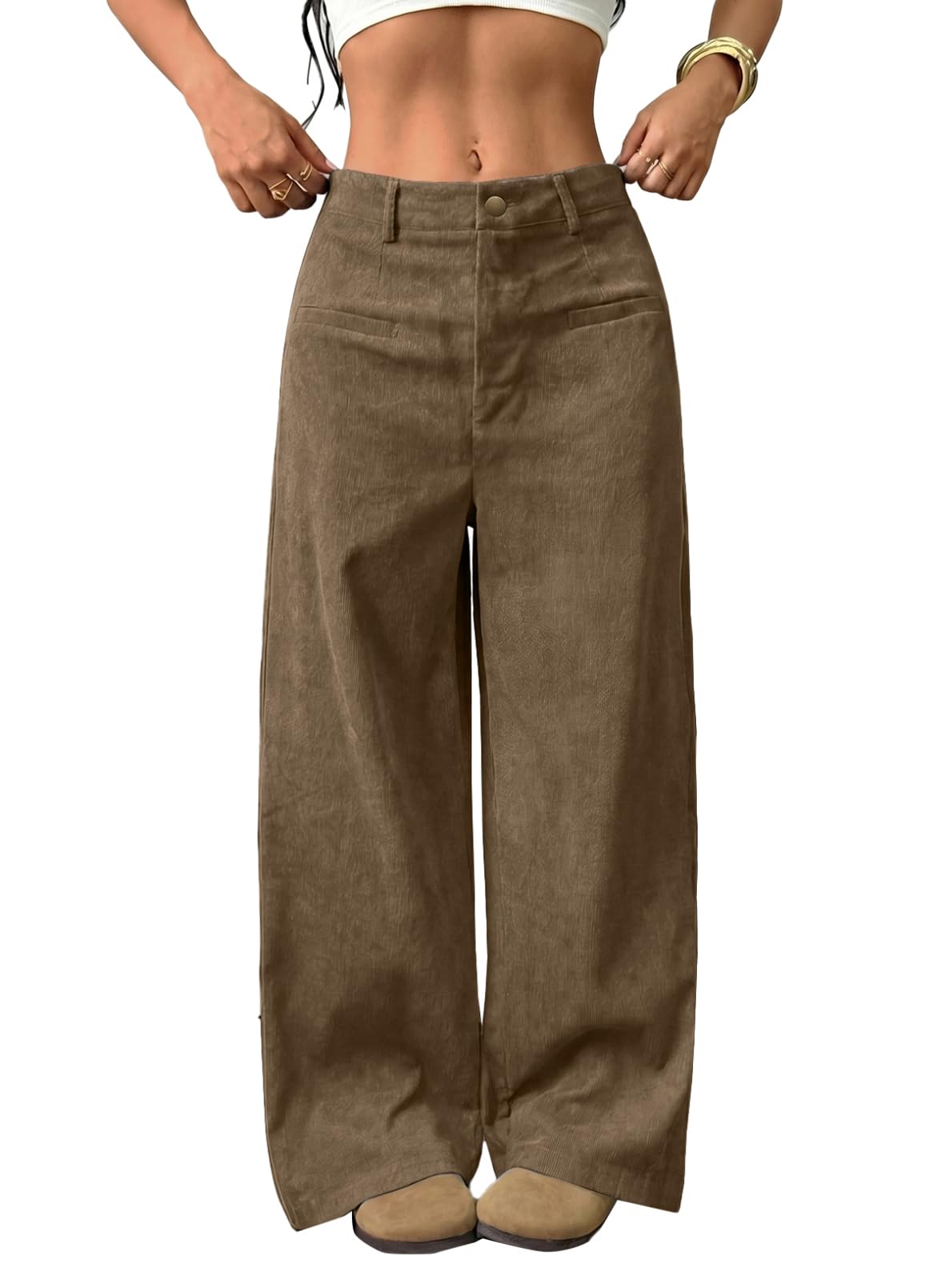 Acelitt Women's Corduroy Pants with Pockets
