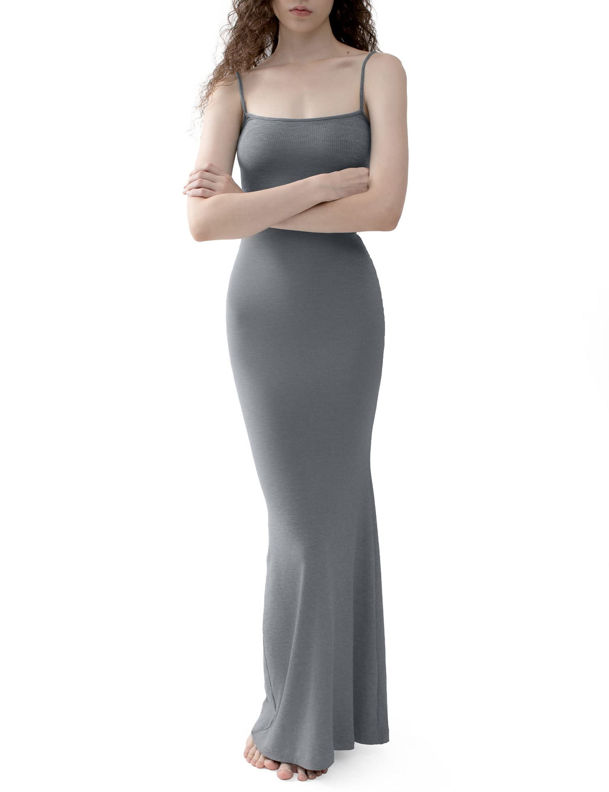PUMIEY Women's Soft Lounge Long Slip Dress Sexy Sleeveless Backless Bodycon Maxi Dresses for Women