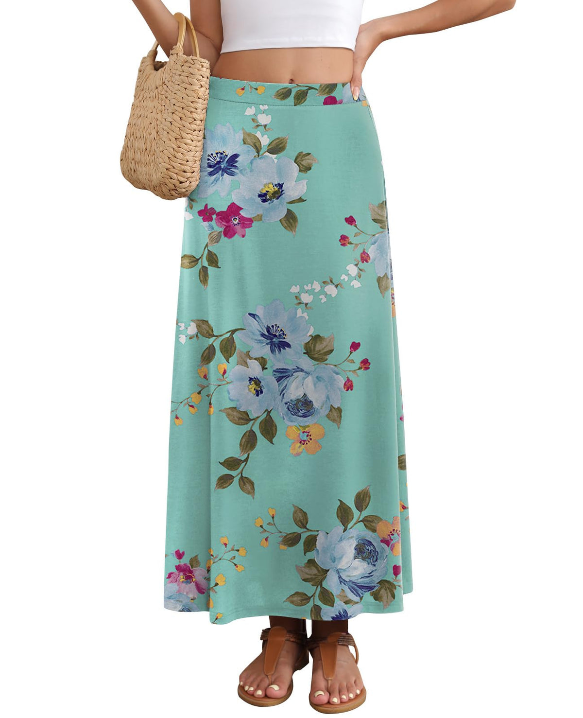 Women's Maxi Skirt Flowy A-line Casual Long Skirts S-2XL