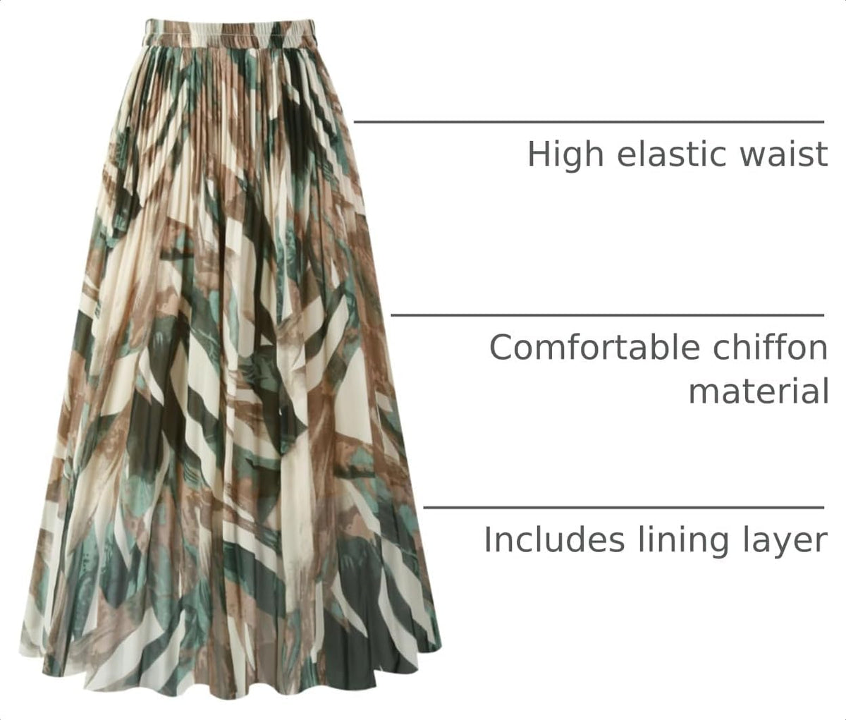 Kingfancy Women's Pleated Skirt A-Line Midi Skirts